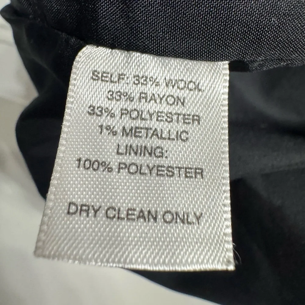 White House Black Market Wool Blend Black White Geometric Trumpet Skirt Sz 10 - Picture 4 of 7